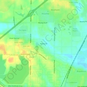 Norwood topographic map, elevation, terrain