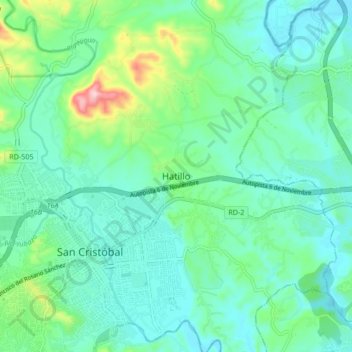 Hatillo topographic map, elevation, terrain
