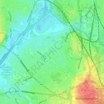 Whitmore Reans topographic map, elevation, terrain