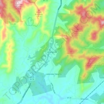 Lovingston topographic map, elevation, terrain