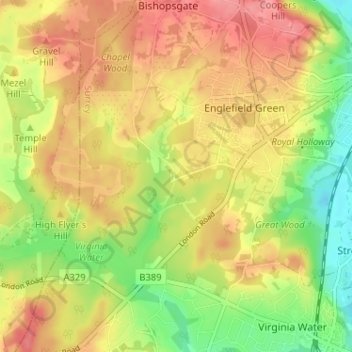 Egham Wick topographic map, elevation, terrain