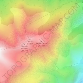 Mont Aunos topographic map, elevation, terrain