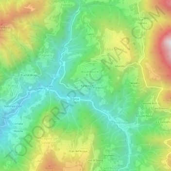 Fondrea topographic map, elevation, terrain