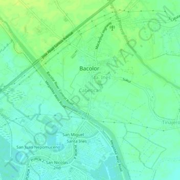 Cabetican topographic map, elevation, terrain