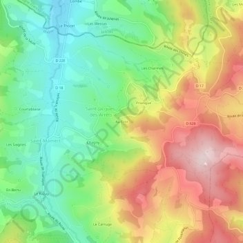 Au Crot topographic map, elevation, terrain
