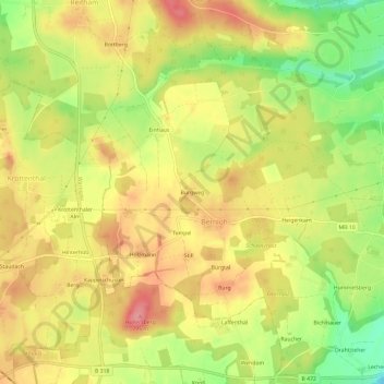 Burgweg topographic map, elevation, terrain