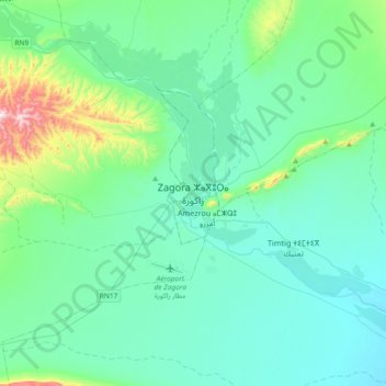 Zagora topographic map, elevation, terrain