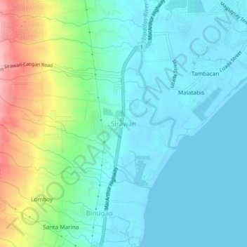 Sirawan topographic map, elevation, terrain