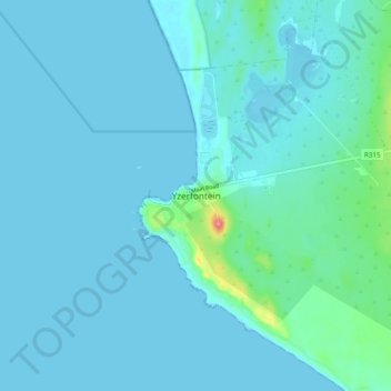 Yzerfontein topographic map, elevation, terrain