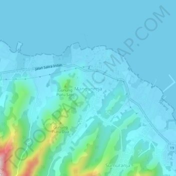 Mangunreja topographic map, elevation, terrain