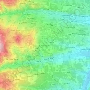 Les Rousselles topographic map, elevation, terrain