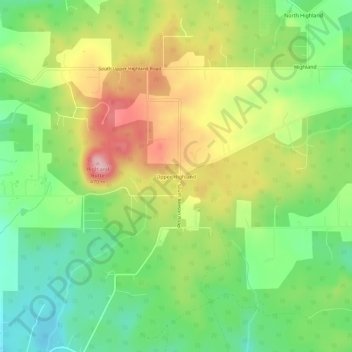 Upper Highland topographic map, elevation, terrain