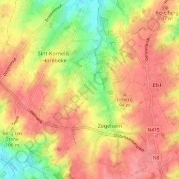 Haaghoek topographic map, elevation, terrain