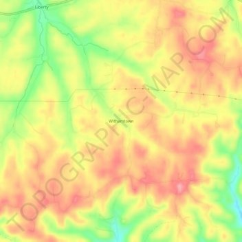 Withamtown topographic map, elevation, terrain