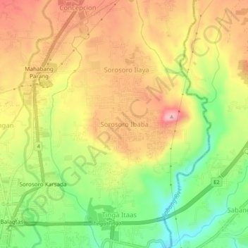 Sorosoro Ibaba topographic map, elevation, terrain