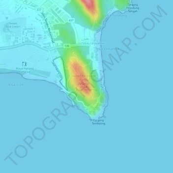Bukit Tembeling topographic map, elevation, terrain