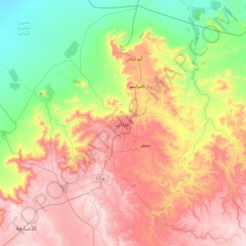 Gharyan topographic map, elevation, terrain