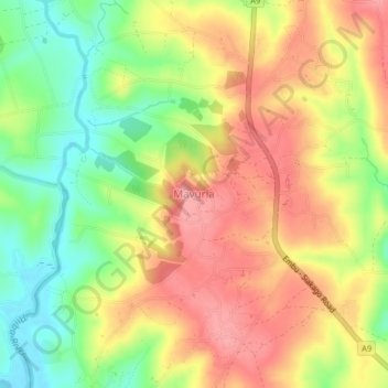 Mavuria topographic map, elevation, terrain