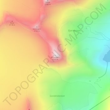 Storebjørn topographic map, elevation, terrain
