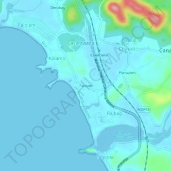 Patnam topographic map, elevation, terrain