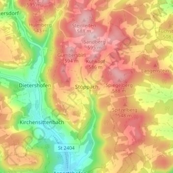 Stöppach topographic map, elevation, terrain