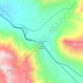 Aguas Calientes topographic map, elevation, terrain