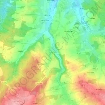 Burgrain topographic map, elevation, terrain