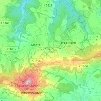 Hirschhof topographic map, elevation, terrain