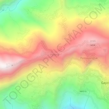 Pelling topographic map, elevation, terrain