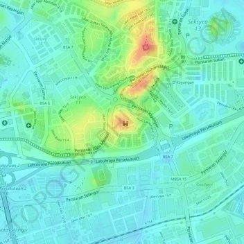 Istana Bukit Kayangan topographic map, elevation, terrain