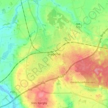 Slagelse topographic map, elevation, terrain