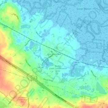 West Barnstable topographic map, elevation, terrain
