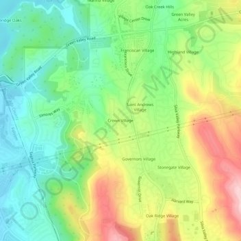 Crown Village topographic map, elevation, terrain