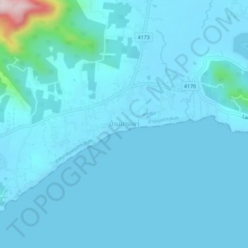 Ban Bang Khao topographic map, elevation, terrain