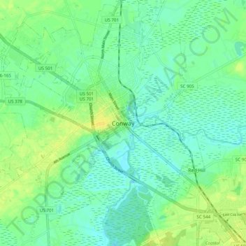 Conway topographic map, elevation, terrain