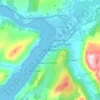 Fort William topographic map, elevation, terrain