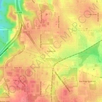 Kenwood topographic map, elevation, terrain
