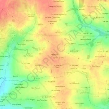 Les Frotz topographic map, elevation, terrain