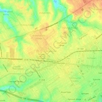 Bellewood topographic map, elevation, terrain