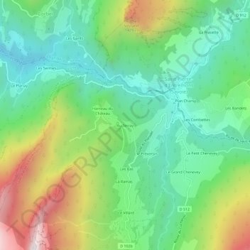 Au Terray topographic map, elevation, terrain