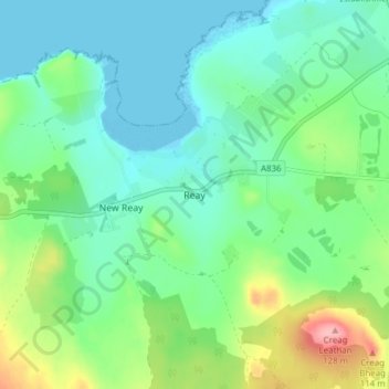 Reay topographic map, elevation, terrain