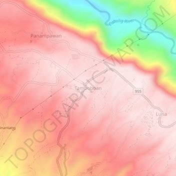 Tamboboan topographic map, elevation, terrain