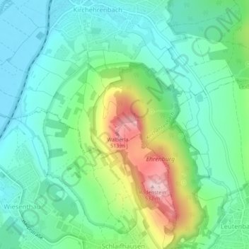 St. Walpurgis topographic map, elevation, terrain