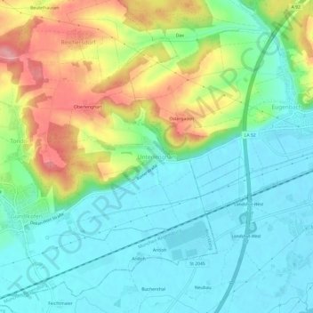 Unterlenghart topographic map, elevation, terrain