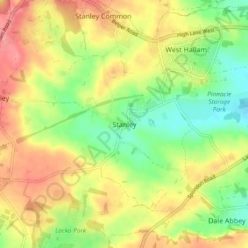 Stanley topographic map, elevation, terrain