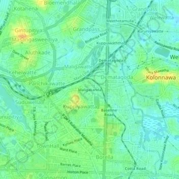 Maligakanda topographic map, elevation, terrain