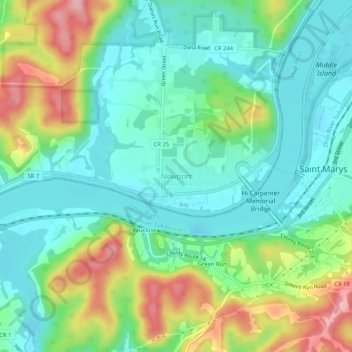 Newport topographic map, elevation, terrain
