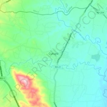 Cutupú topographic map, elevation, terrain
