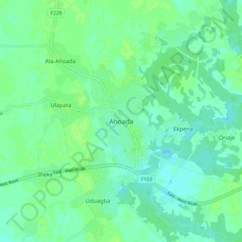 Ahoada topographic map, elevation, terrain