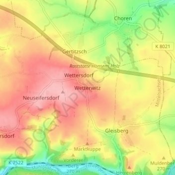 Wetterwitz topographic map, elevation, terrain